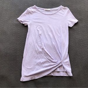 Stateside Lilac Lavender Pale Purple Twist Front Comfy Cotton Tee Excellent